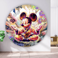 Lade das Bild in den Galerie-Viewer, Aluminiumbild Micki in einer meditativen Pose Pop Art Kreis