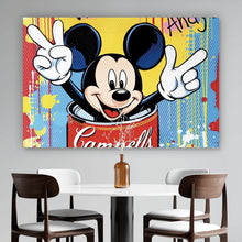 Lade das Bild in den Galerie-Viewer, Leinwandbild Micki in einer Suppendose Pop Art Querformat