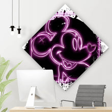 Lade das Bild in den Galerie-Viewer, Aluminiumbild Micki Portrait Schwarz mit Pink Pop Art Raute