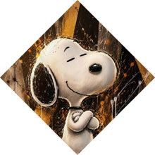 Lade das Bild in den Galerie-Viewer, Aluminiumbild Modern Art Cartoon Hund im Street Art Stil Raute