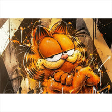 Lade das Bild in den Galerie-Viewer, Aluminiumbild gebürstet Modern Art Cartoon Katze im Street Art Stil Querformat
