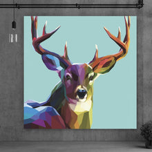 Lade das Bild in den Galerie-Viewer, Leinwandbild Modern Art Hirsch geometrisch Quadrat