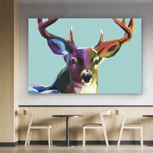 Lade das Bild in den Galerie-Viewer, Aluminiumbild Modern Art Hirsch geometrisch Querformat