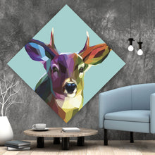 Lade das Bild in den Galerie-Viewer, Leinwandbild Modern Art Hirsch geometrisch Raute