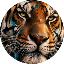 Lade das Bild in den Galerie-Viewer, Aluminiumbild Modern Art Tiger im Street Art Stil Kreis