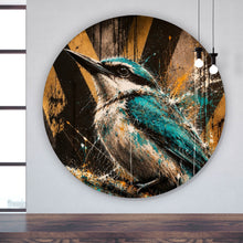 Lade das Bild in den Galerie-Viewer, Aluminiumbild Modern Art Vogel im Street Art Stil Kreis