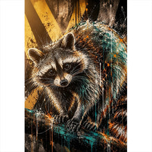 Lade das Bild in den Galerie-Viewer, Aluminiumbild gebürstet Modern Art Waschbär im Street Art Stil Hochformat