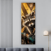 Lade das Bild in den Galerie-Viewer, Spannrahmenbild Modern Art Waschbär im Street Art Stil Panorama Hoch