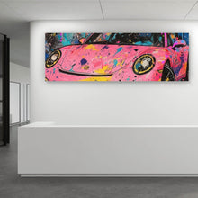 Lade das Bild in den Galerie-Viewer, Aluminiumbild gebürstet Moderner Sportwagen Graffiti Panorama