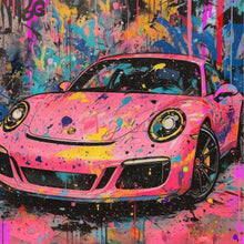 Lade das Bild in den Galerie-Viewer, Spannrahmenbild Moderner Sportwagen Graffiti Quadrat