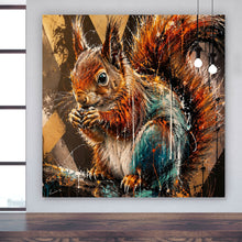 Lade das Bild in den Galerie-Viewer, Spannrahmenbild Modern Art Eichhörnchen im Street Art Stil Quadrat