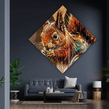Lade das Bild in den Galerie-Viewer, Spannrahmenbild Modern Art Eichhörnchen im Street Art Stil Raute