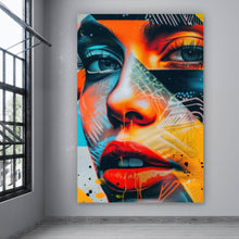 Lade das Bild in den Galerie-Viewer, Leinwandbild Modernes abstraktes Gesicht einer Frau Hochformat