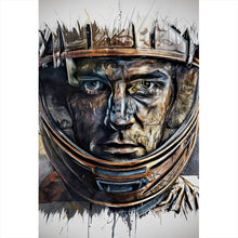 Lade das Bild in den Galerie-Viewer, Aluminiumbild Modernes abstraktes Porträt im Helm Hochformat