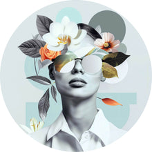 Lade das Bild in den Galerie-Viewer, Aluminiumbild Modernes Porträt mit Blumenarrangement Kreis