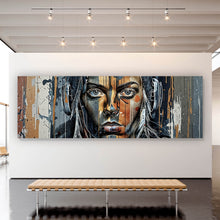Lade das Bild in den Galerie-Viewer, Aluminiumbild gebürstet Modernes Porträt mit Kopfhörern Panorama
