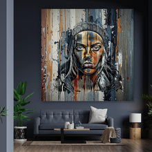 Lade das Bild in den Galerie-Viewer, Acrylglasbild Modernes Porträt mit Kopfhörern Quadrat