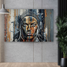 Lade das Bild in den Galerie-Viewer, Aluminiumbild Modernes Porträt mit Kopfhörern Querformat