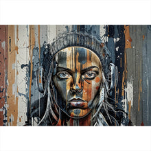 Lade das Bild in den Galerie-Viewer, Acrylglasbild Modernes Porträt mit Kopfhörern Querformat
