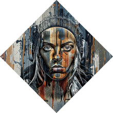 Lade das Bild in den Galerie-Viewer, Acrylglasbild Modernes Porträt mit Kopfhörern Raute