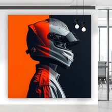 Lade das Bild in den Galerie-Viewer, Aluminiumbild Modernes Rennfahrer Porträt Quadrat