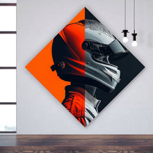 Lade das Bild in den Galerie-Viewer, Aluminiumbild gebürstet Modernes Rennfahrer Porträt Raute