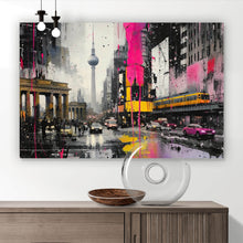 Lade das Bild in den Galerie-Viewer, Aluminiumbild gebürstet Modernes Stadtbild mit dynamischem Flair Querformat