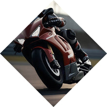 Lade das Bild in den Galerie-Viewer, Aluminiumbild Motorradfahrer in dynamischer Kurvenfahrt Raute