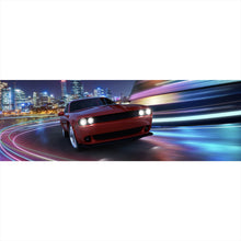 Lade das Bild in den Galerie-Viewer, Leinwandbild Muscle Car in der Stadt bei Nacht Panorama