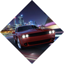 Lade das Bild in den Galerie-Viewer, Leinwandbild Muscle Car in der Stadt bei Nacht Raute