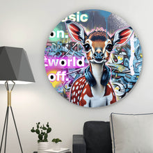 Lade das Bild in den Galerie-Viewer, Aluminiumbild gebürstet Musik on Bambi Street Art Kreis