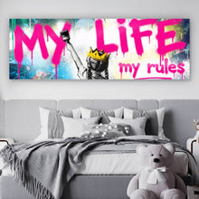 Lade das Bild in den Galerie-Viewer, Leinwandbild My Life my rules Pop Art No. 2 Panorama