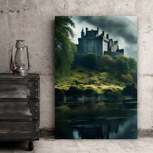 Lade das Bild in den Galerie-Viewer, Aluminiumbild Mystische Burg im Nebel Hochformat