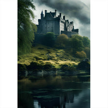 Lade das Bild in den Galerie-Viewer, Spannrahmenbild Mystische Burg im Nebel Hochformat