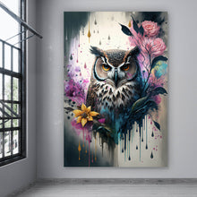 Lade das Bild in den Galerie-Viewer, Leinwandbild Mystische Eule Modern Art Hochformat