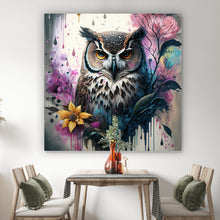 Lade das Bild in den Galerie-Viewer, Leinwandbild Mystische Eule Modern Art Quadrat