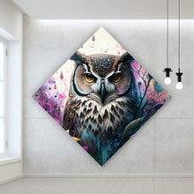 Lade das Bild in den Galerie-Viewer, Leinwandbild Mystische Eule Modern Art Raute