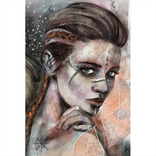 Lade das Bild in den Galerie-Viewer, Acrylglasbild Mystische Frau mit Fuchs Abstrakt Hochformat