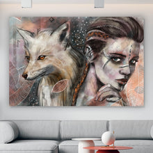 Lade das Bild in den Galerie-Viewer, Poster Mystische Frau mit Fuchs Abstrakt Querformat