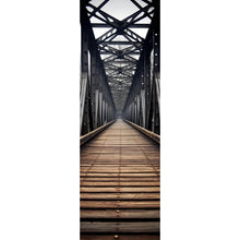 Lade das Bild in den Galerie-Viewer, Leinwandbild Mystische Stahlbrücke in die Ferne Panorama Hoch