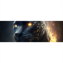 Lade das Bild in den Galerie-Viewer, Aluminiumbild gebürstet Mystischer Panther umhüllt von Flammen Panorama