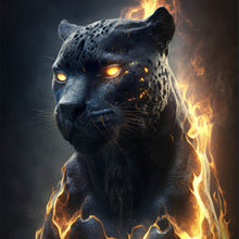 Lade das Bild in den Galerie-Viewer, Aluminiumbild Mystischer Panther umhüllt von Flammen Quadrat