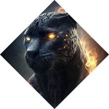 Lade das Bild in den Galerie-Viewer, Leinwandbild Mystischer Panther umhüllt von Flammen Raute