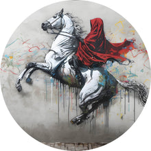 Lade das Bild in den Galerie-Viewer, Aluminiumbild Banksy Mystischer Reiter auf steigendem Pferd Kreis