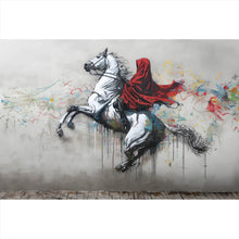 Lade das Bild in den Galerie-Viewer, Poster Banksy Mystischer Reiter auf steigendem Pferd Querformat