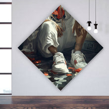 Lade das Bild in den Galerie-Viewer, Aluminiumbild gebürstet Nachdenkliche Frida umgeben von Blüten und Blumen Raute