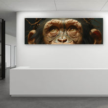 Lade das Bild in den Galerie-Viewer, Spannrahmenbild Nachdenklicher Schimpanse mit Dornenkrone Panorama