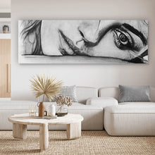 Lade das Bild in den Galerie-Viewer, Poster Nachdenkliches weibliches Gesicht Zeichenstil Panorama