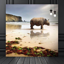 Lade das Bild in den Galerie-Viewer, Spannrahmenbild Nashorn an der Küste Quadrat