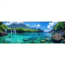 Lade das Bild in den Galerie-Viewer, Aluminiumbild gebürstet Naturparadies mit Wasserfall Kulisse Panorama